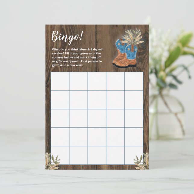 Little Cowboy Bootie Baby shower Bingo Jeu (Debout devant)
