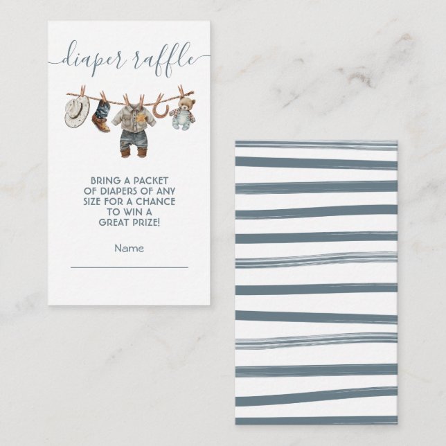 Little Cowboy clothesline Diaper Carte Raffin (Devant / Derrière)