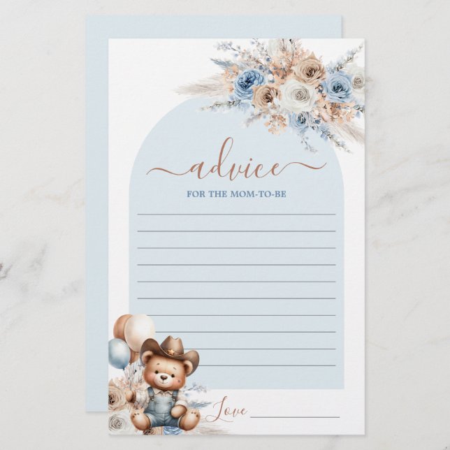 Little Cowboy Conseil pour la maman à être carte (Devant / Derrière)