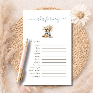 Little Cowboy Western Wishes For Baby Advice Card