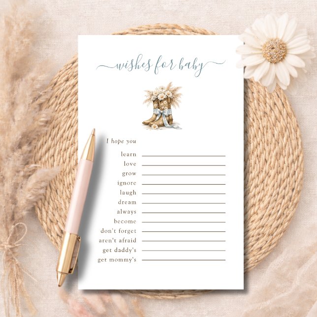 Little Cowboy Western Wishes For Baby Advice Card (Créateur téléchargé)