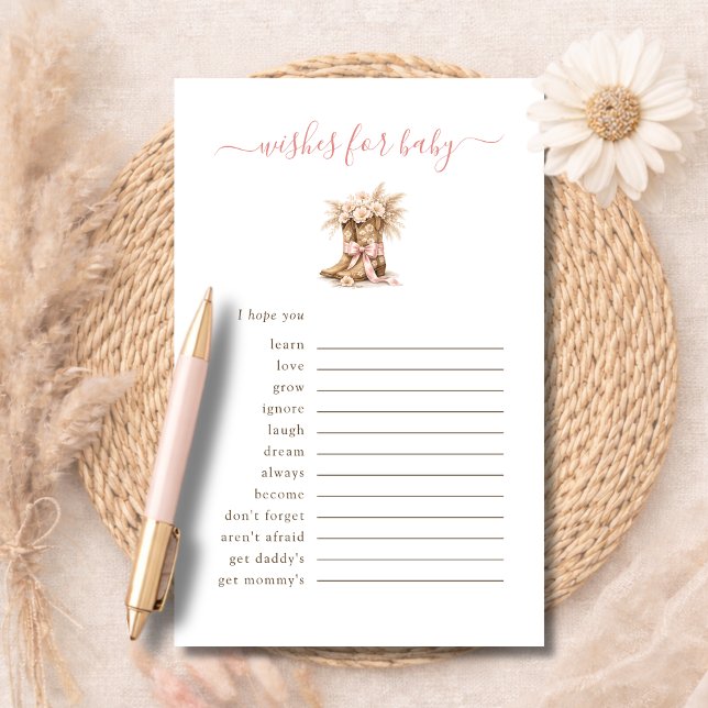 Little Cowgirl Western Wishes For Baby Advice Card (Créateur téléchargé)