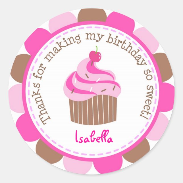 Little Cupcake Bithday Party Favoriser Stickers Ét (Devant)