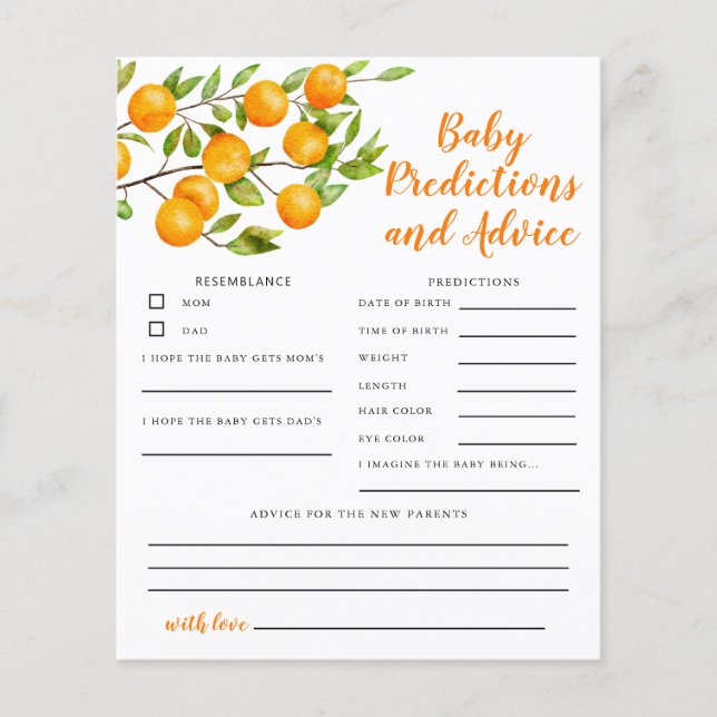 Little Cutie Baby Predictions & Conseils Card (Devant)