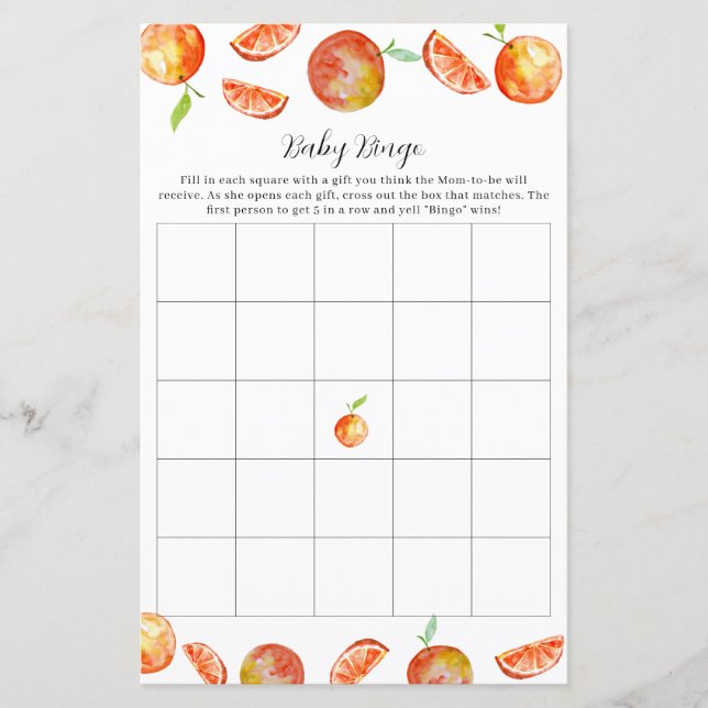 Little Cutie Baby shower Bingo Activité de partie (Devant)