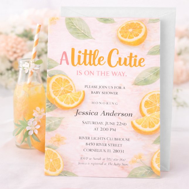Little Cutie Baby Shower Invitation Citrus Orange (Créateur téléchargé)
