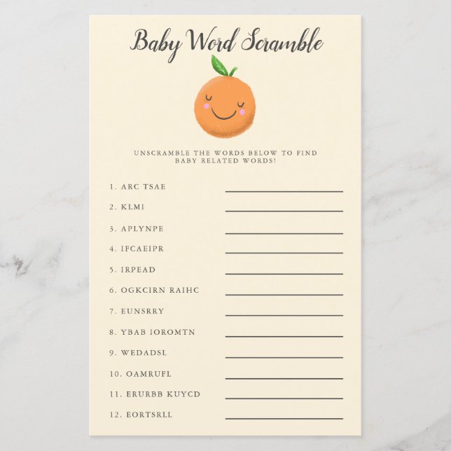 Little Cutie Baby Word Scramble Jeu Jaune (Devant)