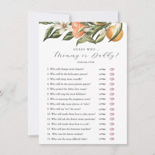 Little Cutie Citrus Devinez Qui Douche Carte De Je (Devant)