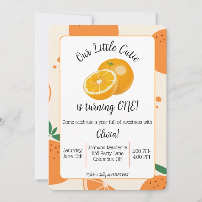 Little Cutie First Birthday Invitation (Devant)