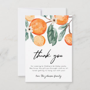 Little Cutie Orange Carte de remerciements d'anniv