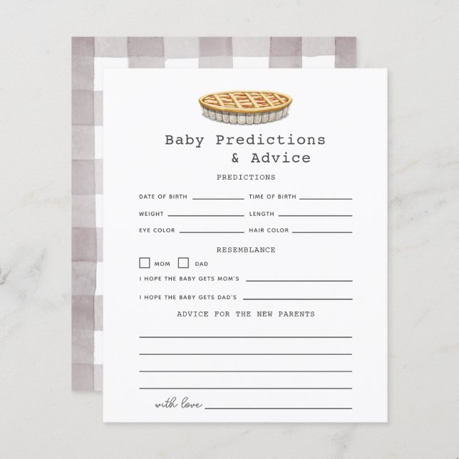 Little Cutie Pie Baby Prédictions et conseils (Devant / Derrière)