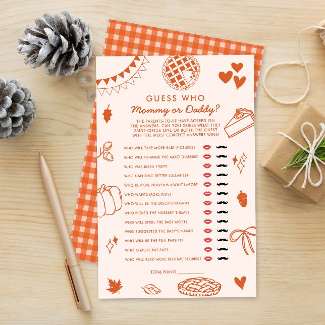 Little Cutie Pie Fall Baby Shower Guess Who Game (Créateur téléchargé)