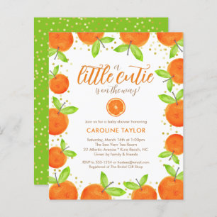 Little Cutie sur le chemin Orange Baby shower Invi