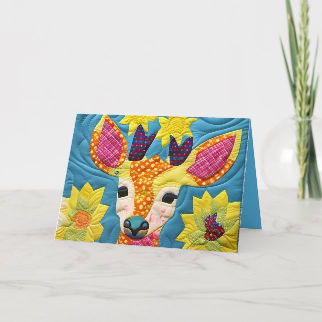 Little Deer Quilt Comme Design Carte Anniversaire (Devant)