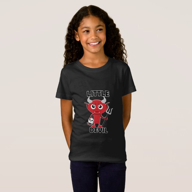 Little Devil - T-Shirt de jersey fin pour filles (Devant entier)