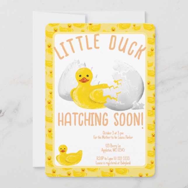 Little Duck Hatching Soon Baby Shower Invitation (Devant)
