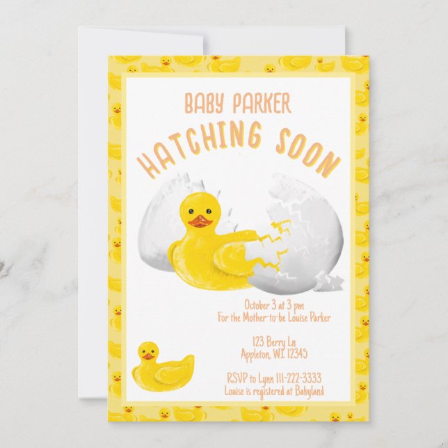 Little Duck Hatching Soon Baby Shower Invitation (Devant)