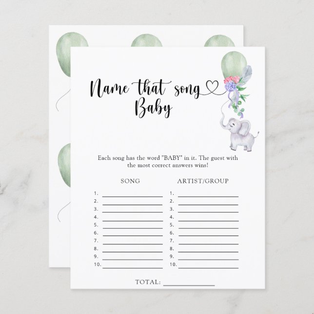 Little Elephant Nom que Baby Song (Devant / Derrière)