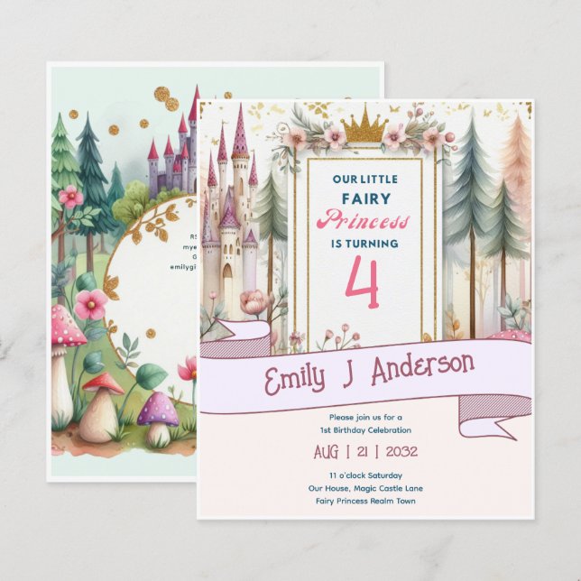 Little Fairy Princess Anniversaire N'IMPORTE QUEL  (Devant / Derrière)