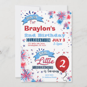 Little Firecracker Invitation du 2e anniversaire