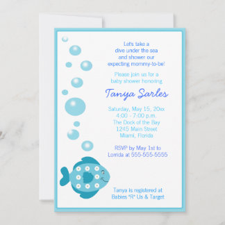 Little Fishy Ocean Invitation Baby shower 5x7