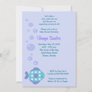 Little Fishy Ocean Invitation Baby shower 5x7