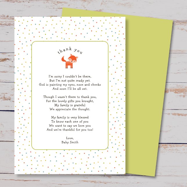 Little Fox baby shower merci note (Créateur téléchargé)
