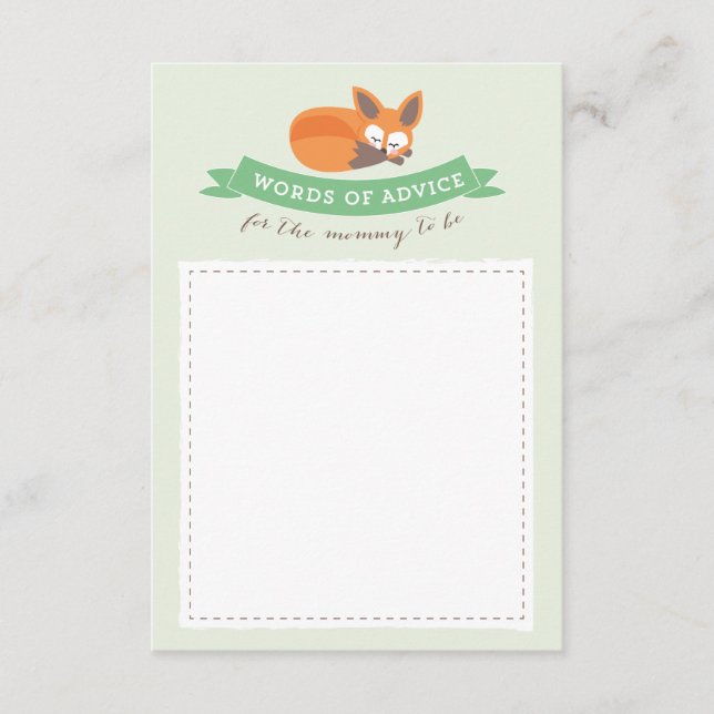 Little Fox Conseils Cartes Baby shower Jeu (Devant)