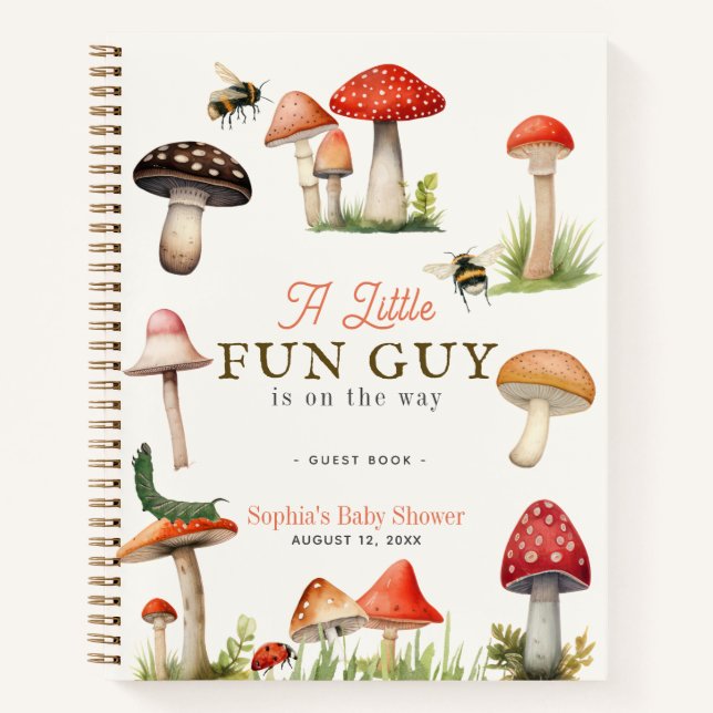 Little Fun Guy Mushroom Bee Baby shower Livre d'or (Devant)