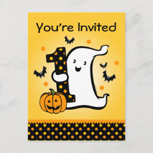 Little Ghost 1er Anniversaire Carte postale Invita
