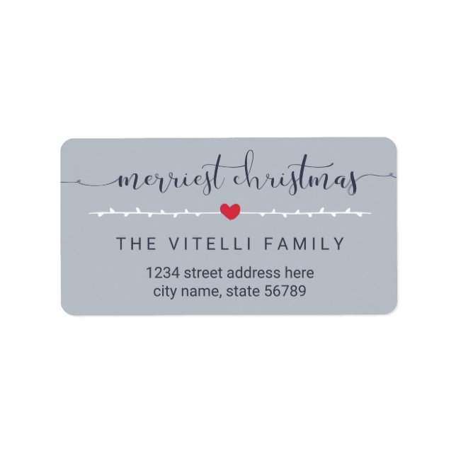 Little Heart Merriest Étiquettes de adresse de Noë (Devant)