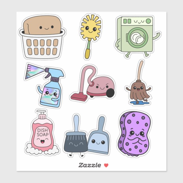 🧼 Little Helpers: Housecleaning Sticker Set (Feuille)