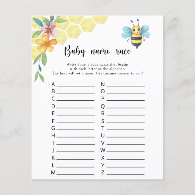 Little honey Bee - Baby name race jeu (Devant)