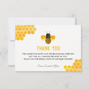 Little Honey Bee Baby shower Merci Cartes