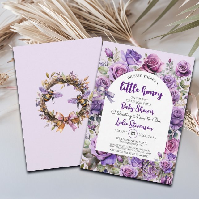 Little Honey Bee Roses Baby shower Invitation (Créateur téléchargé)
