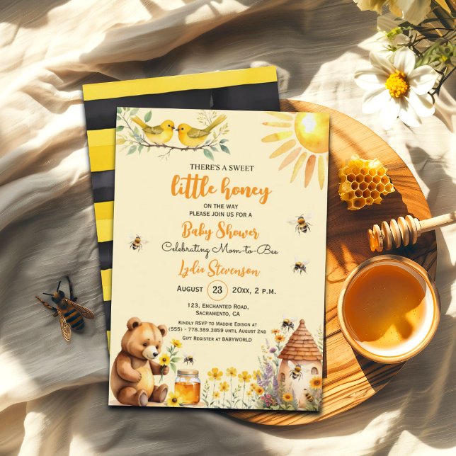 Little Honey Bee Teddy Bear Baby shower Invitation (Créateur téléchargé)