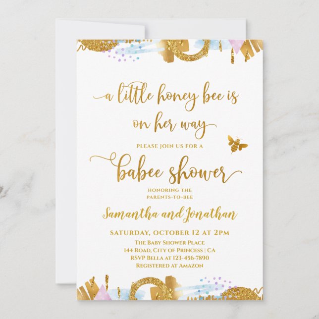 Little Honey Bee Thème Baby shower Invitation (Devant)