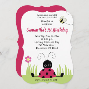 Little Ladybug Girl Anniversaire Invitation Die Cu