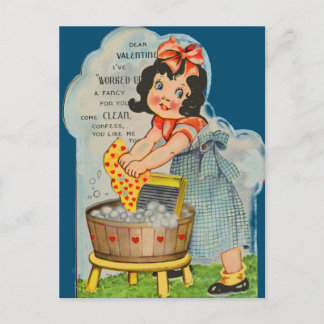 Little Laundry Girl Carte postale Vintage des anné