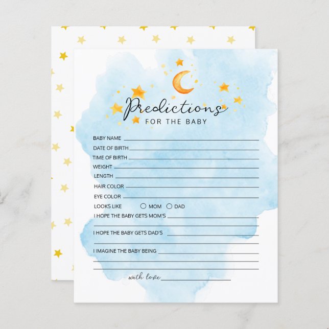 Little Lion C'est un garçon Aquarelle Bleu Prédict (Devant / Derrière)