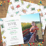 Little Love Bug Kids 4th Birthday Invitation<br><div class="desc">Jolies bousiers aquarelles décorés dans les coeurs rendent cette invitation "lovebug" douce et unique pour la célébration d'anniversaire de votre petit lovebug! Customisez avec la photo de votre propre bug d'amour et les informations de fête. Jetez une fête d'anniversaire amusante et unique à thème de bug pour votre petit bug...</div>