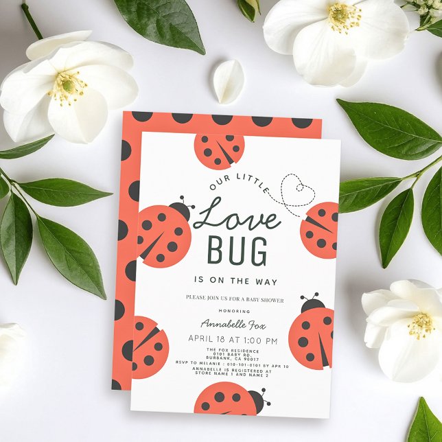 Little Love Bug Ladybug Baby shower Invitation (Créateur téléchargé)