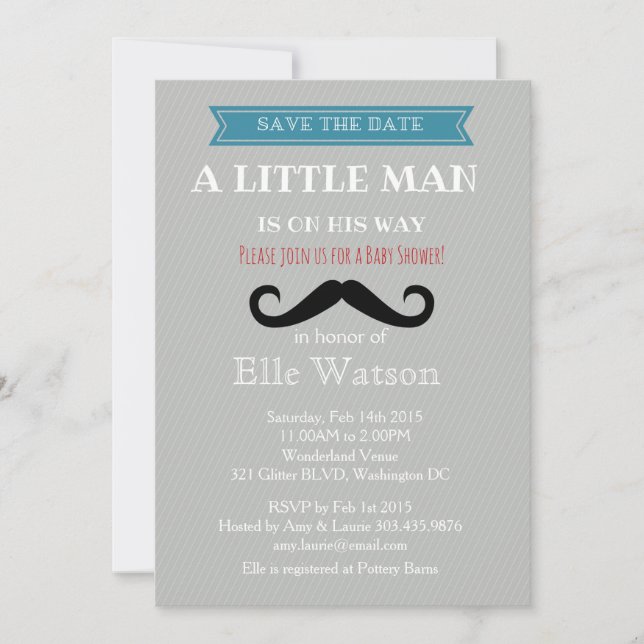 Little Man est en chemin Baby Shower invitations (Devant)