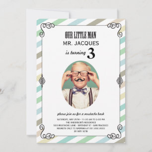 Little Man Mustache Bash Boy Invitation de fête d'