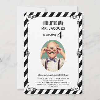 Little Man Mustache Bash Boy Invitation de fête d'