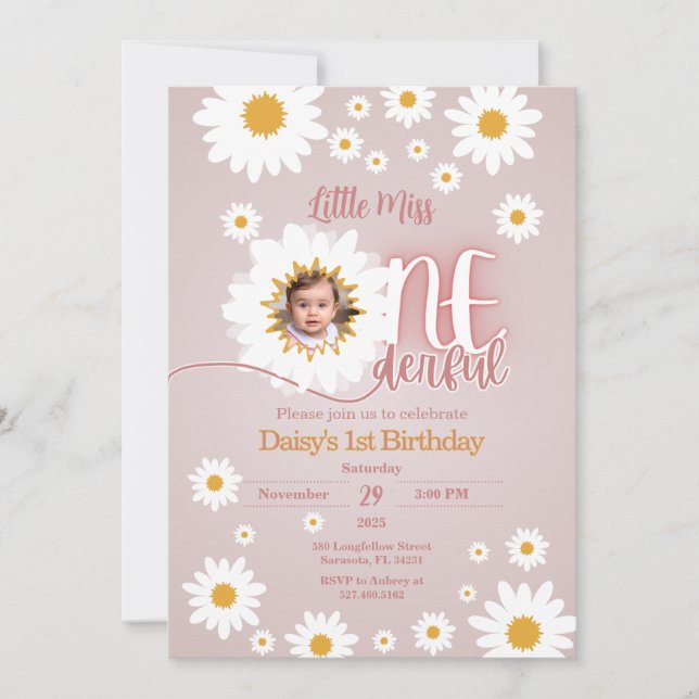 Little Miss 1er Anniversaire Photo Invitation (Devant)