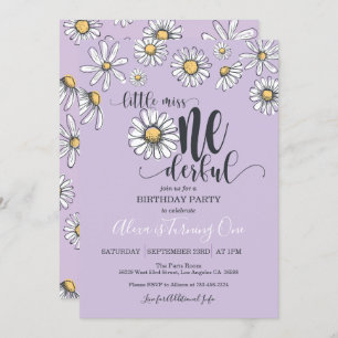 Little Miss ONE Daisy Anniversaire Invitation Pu