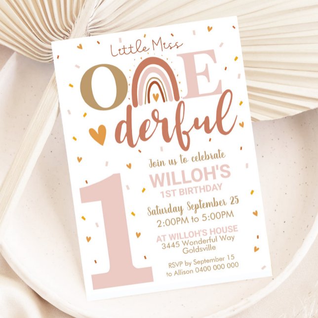 Little Miss Onederful 1er anniversaire Invitation  (Little Miss Onederful Invitation)