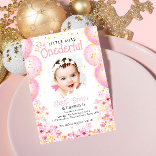 Little miss Onederful Pink 1ère invitation anniver
