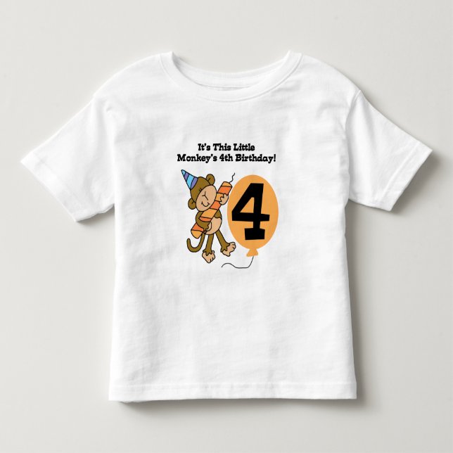 Little Monkey 4th Birthday Tshirts et cadeaux (Devant)